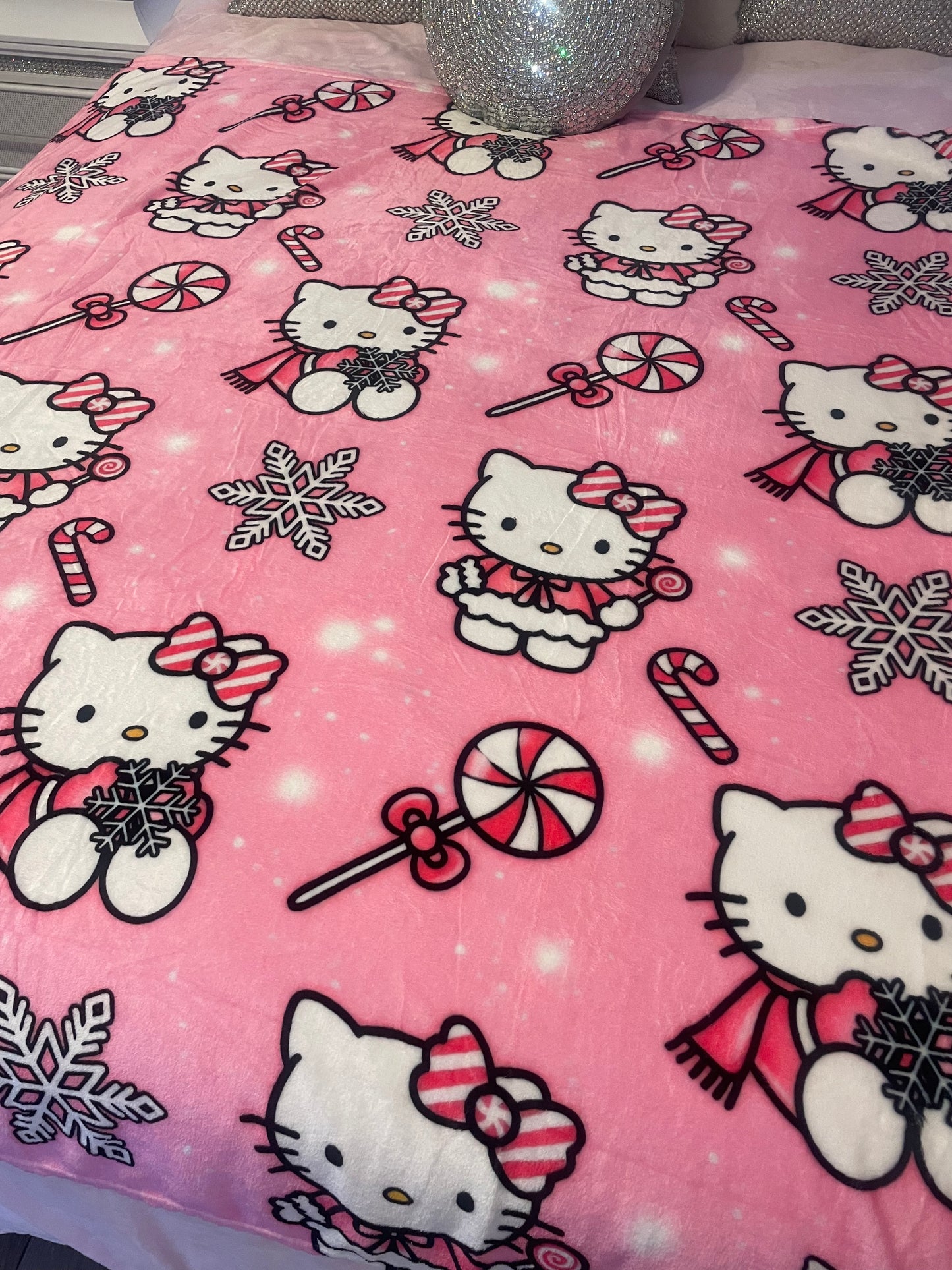 Hello Kitty Candy Cane Blanket