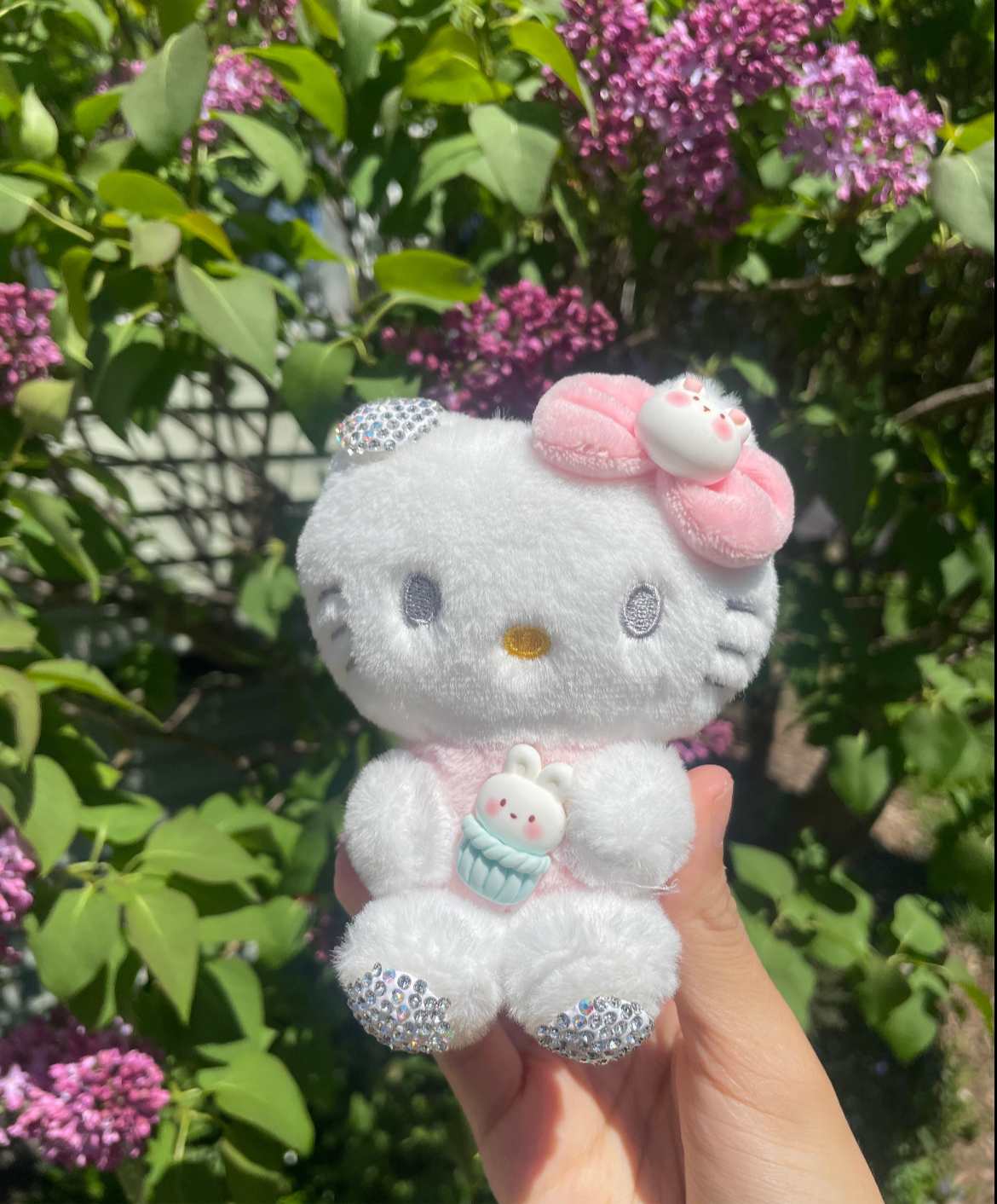 Hello Kitty Rhinestone Plush Keychain