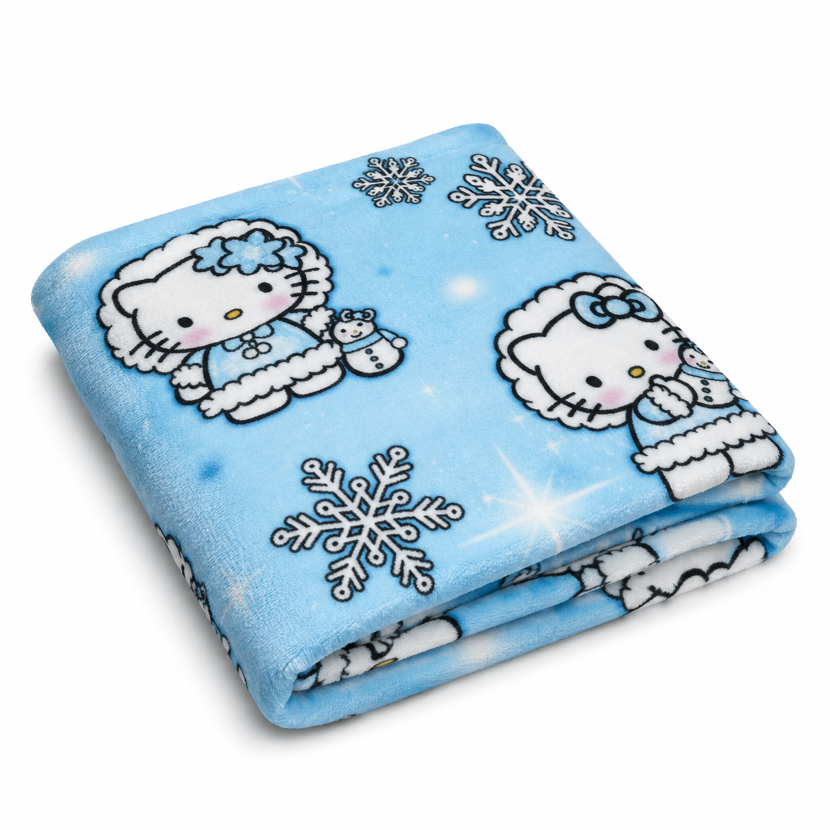 Blue Kitty Snow Plush Blanket
