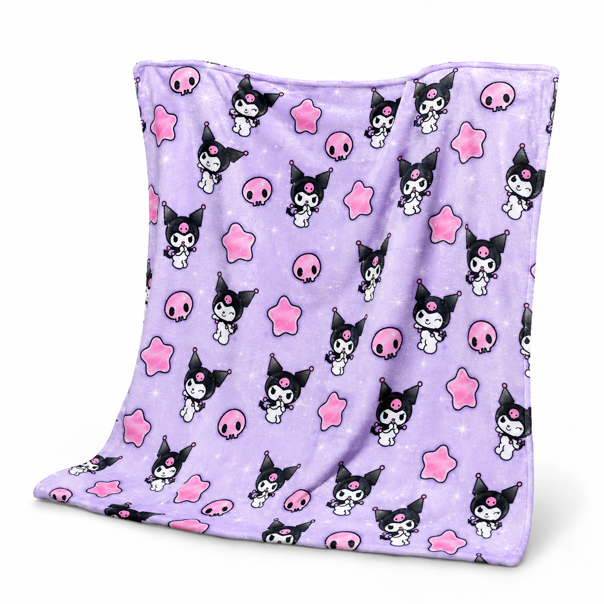 Midnight Sparkle Kuromi Purple Full Sized Blanket