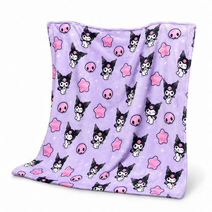 Midnight Sparkle Kuromi Purple Full Sized Blanket