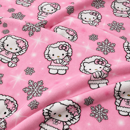 Blue Kitty Snow Plush Blanket