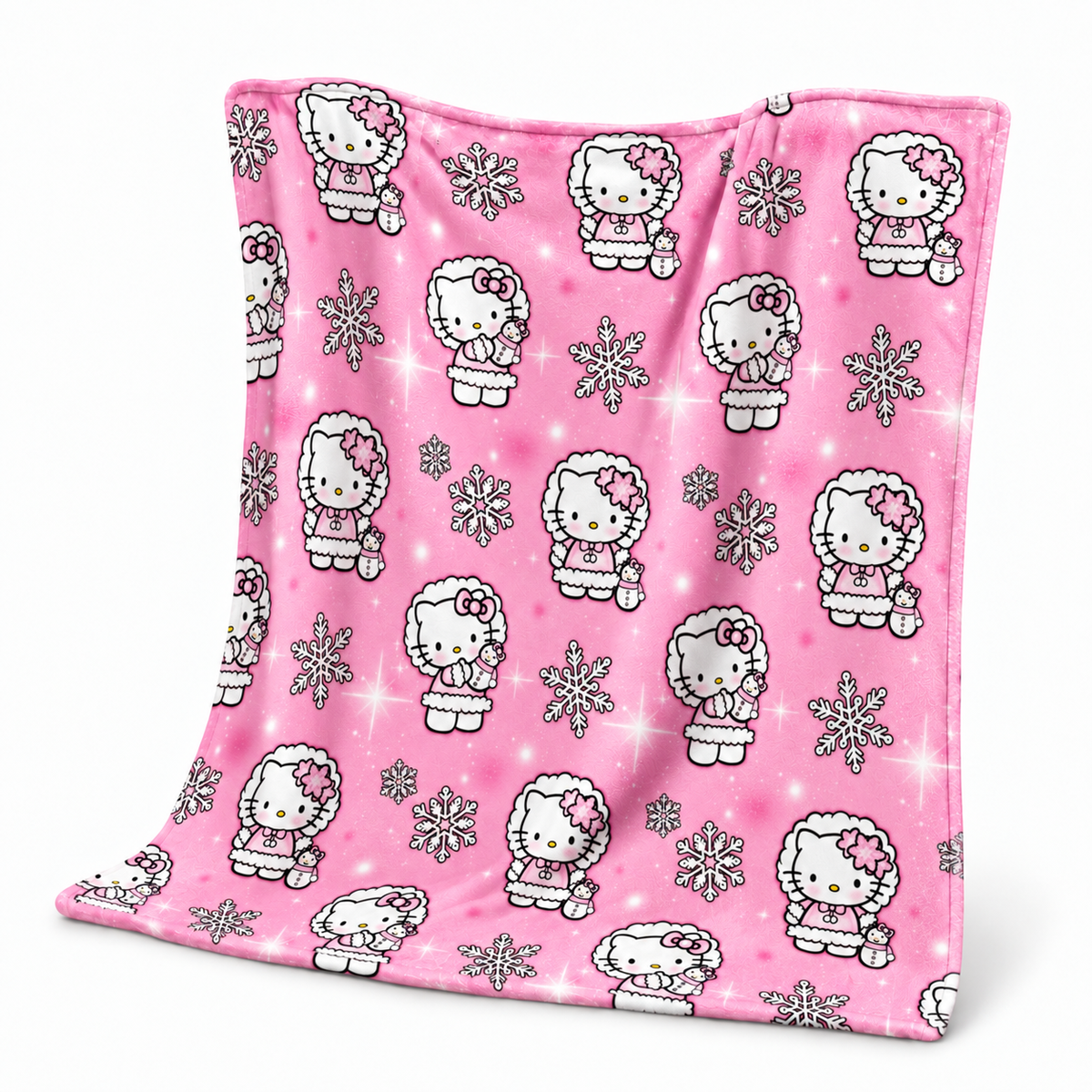 Blue Kitty Snow Plush Blanket