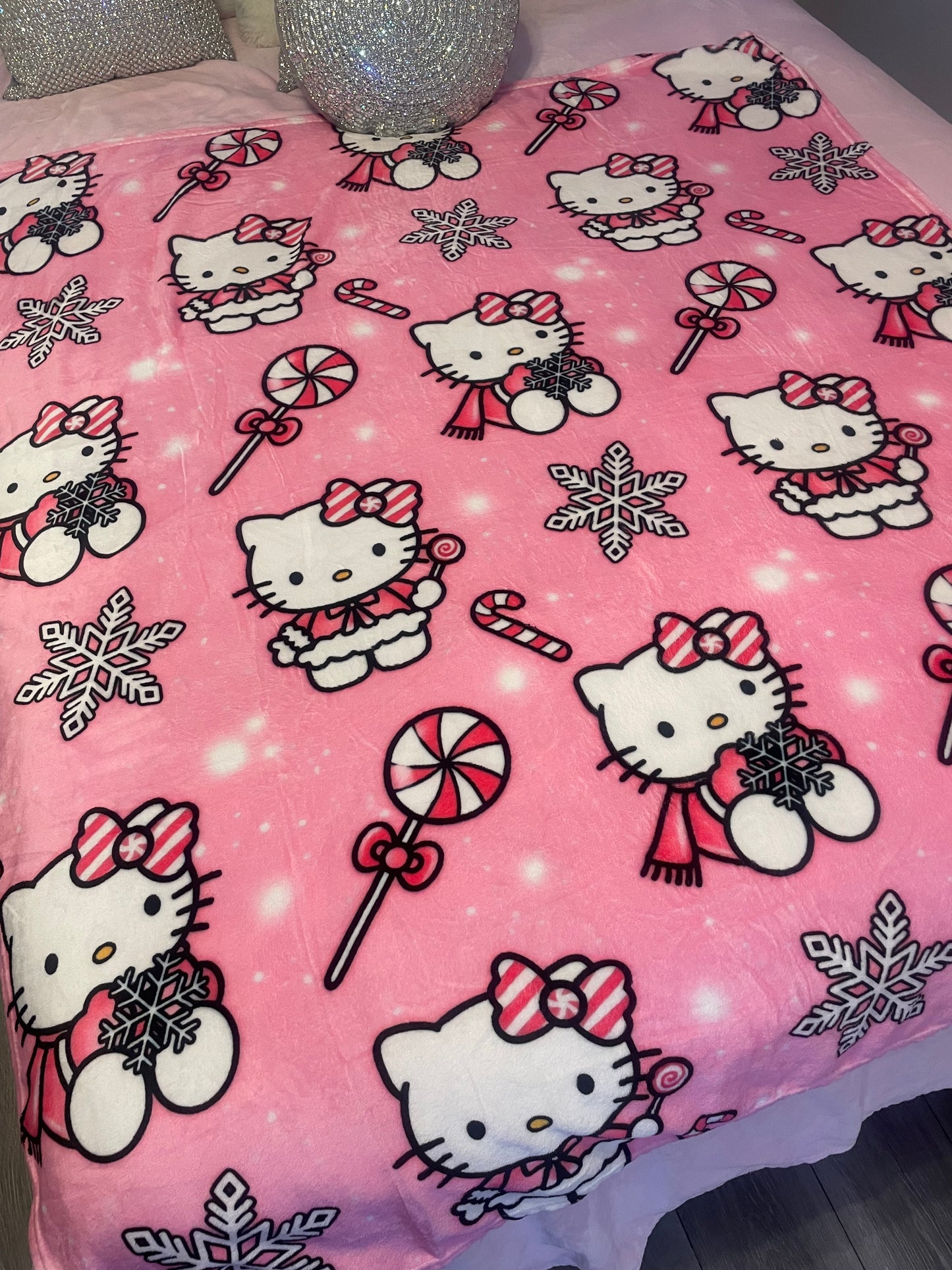Hello Kitty Candy Cane Blanket